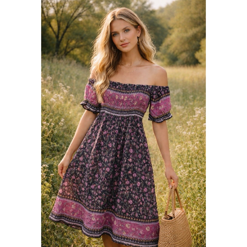 Nagoo XL‎ Midi Dress. Boho Indie Peasant Prairie Babydoll  festival  milkmaid